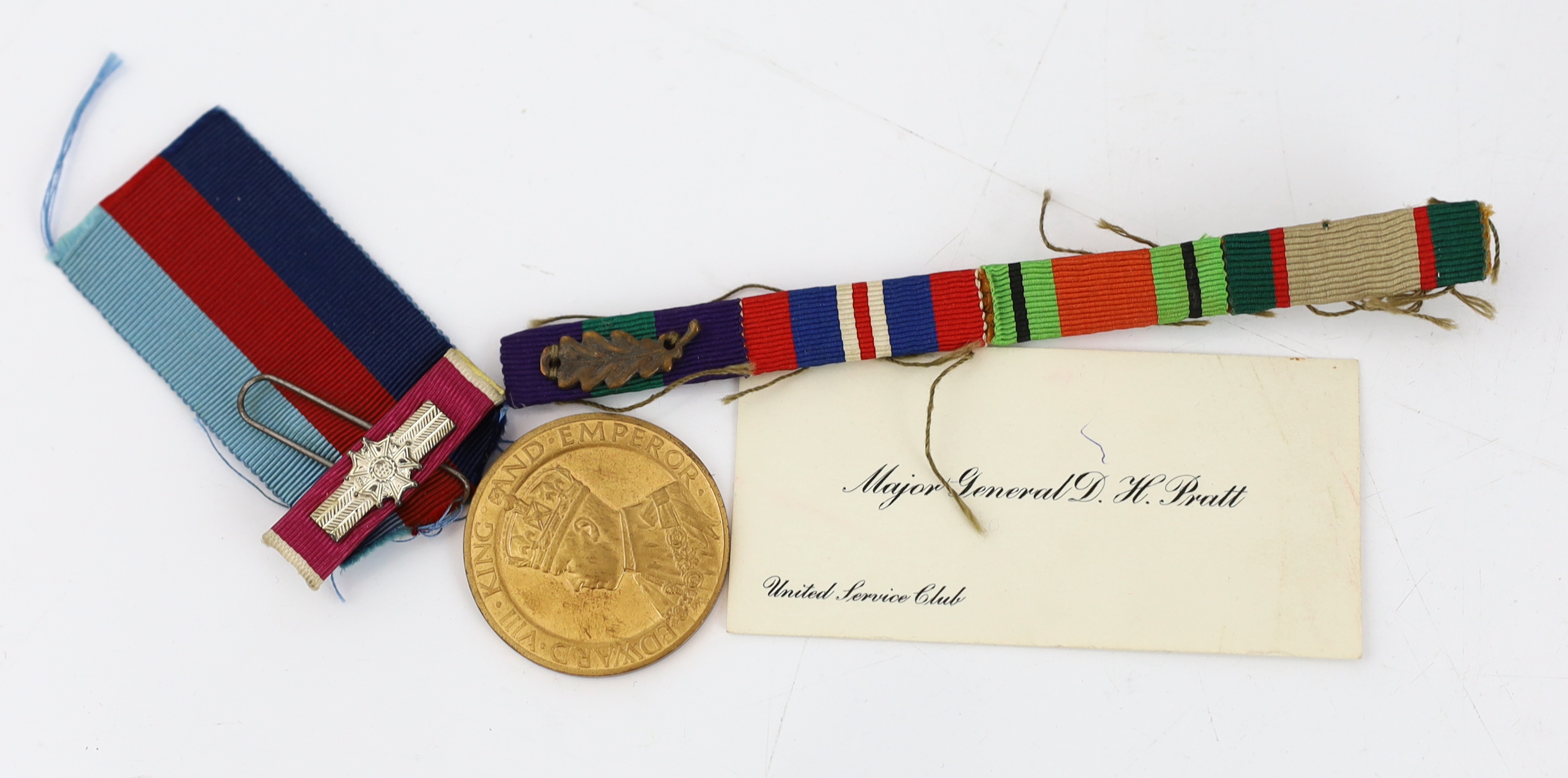 A DSO, MC medal group awarded to Major General Douglas Henry Pratt (1892-1958) of the Royal Irish Regiment, promoted towards the end of his career to Major General, as liaison in Washington D.C. where he oversaw upgrades